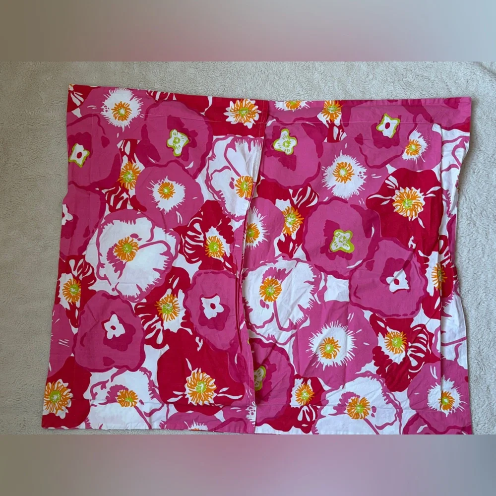 Lilly Pulitzer Garnet Hill Scarlet Begonias Tropical Floral Duvet Set Full/Queen - Picture 6 of 15
